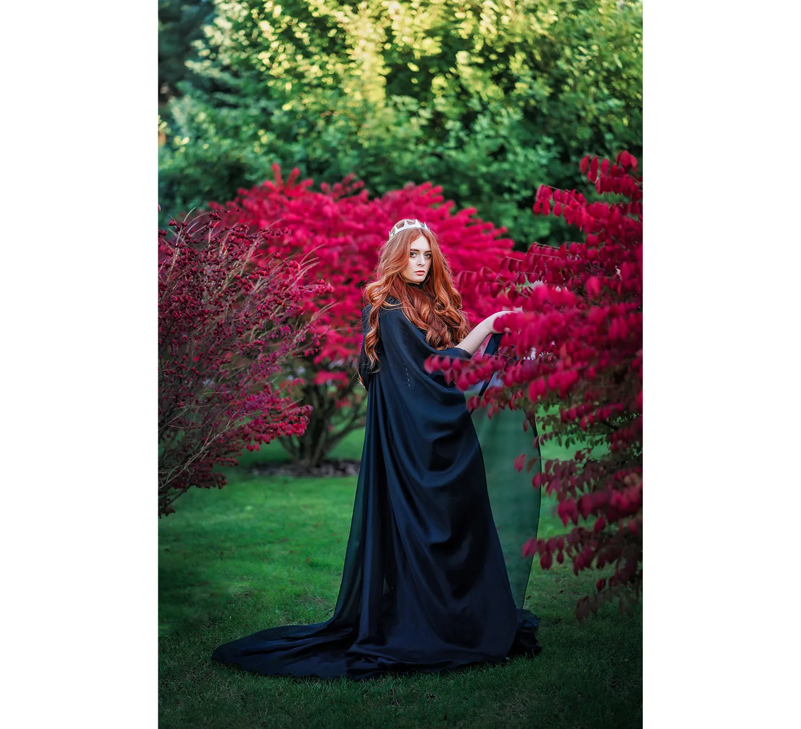 Black Fantasy Hooded Tulle Cape | USA domestic shipping