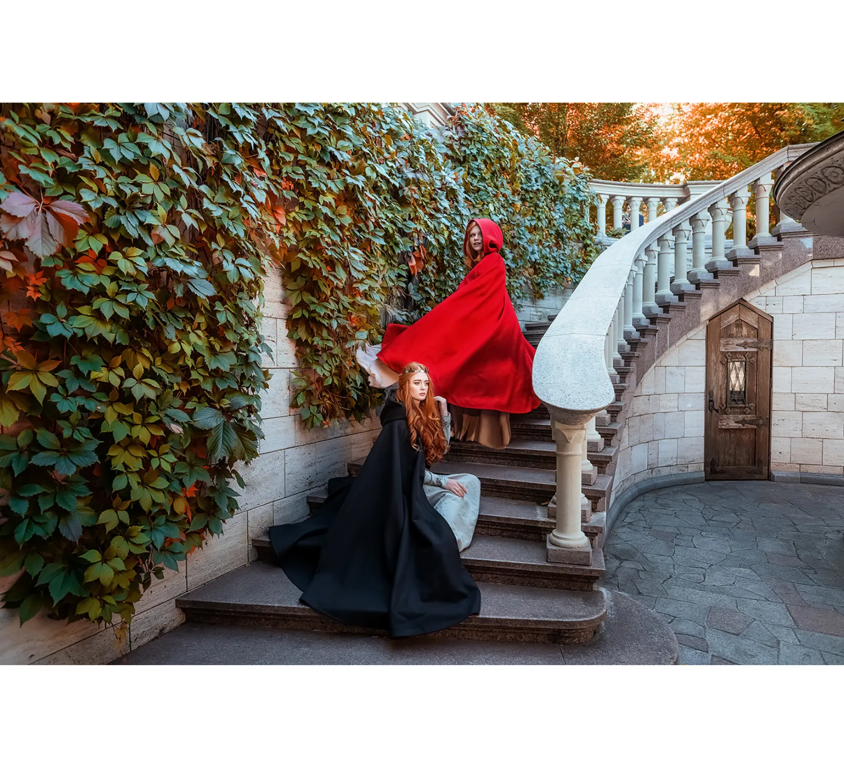 Black Fantasy Vegan Wool Hooded Cloak