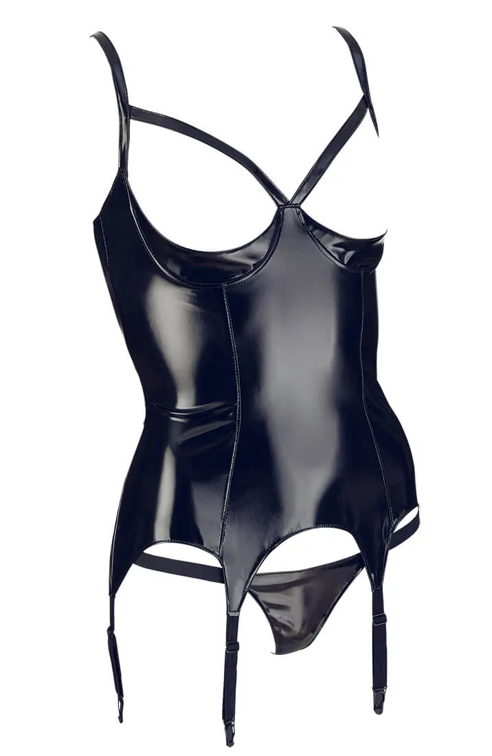 Black open cup vinyl bustier - Hands-On Approach