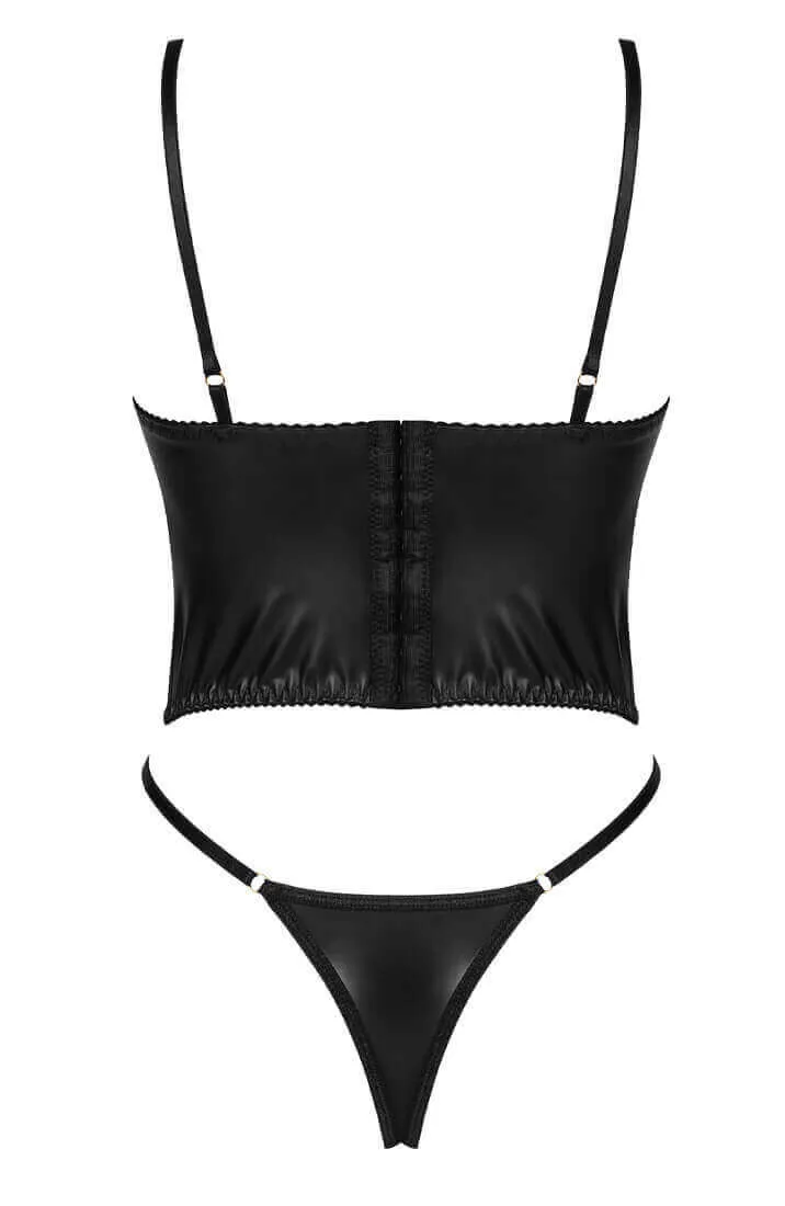 Black wet look lingerie set - Sasha