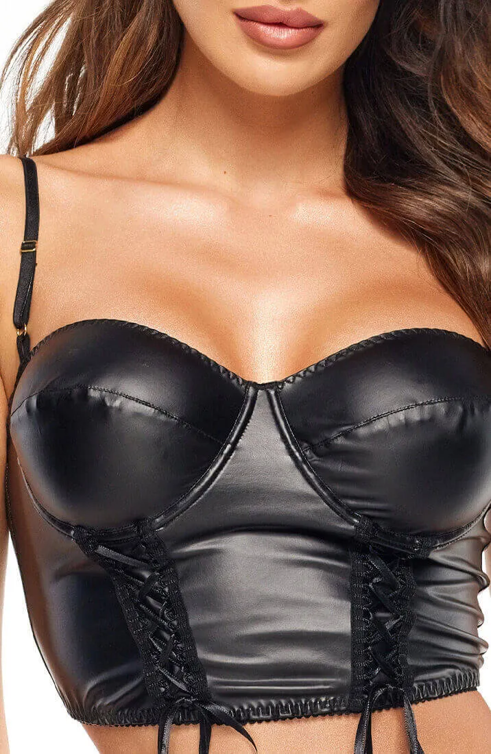 Black wet look lingerie set - Sasha