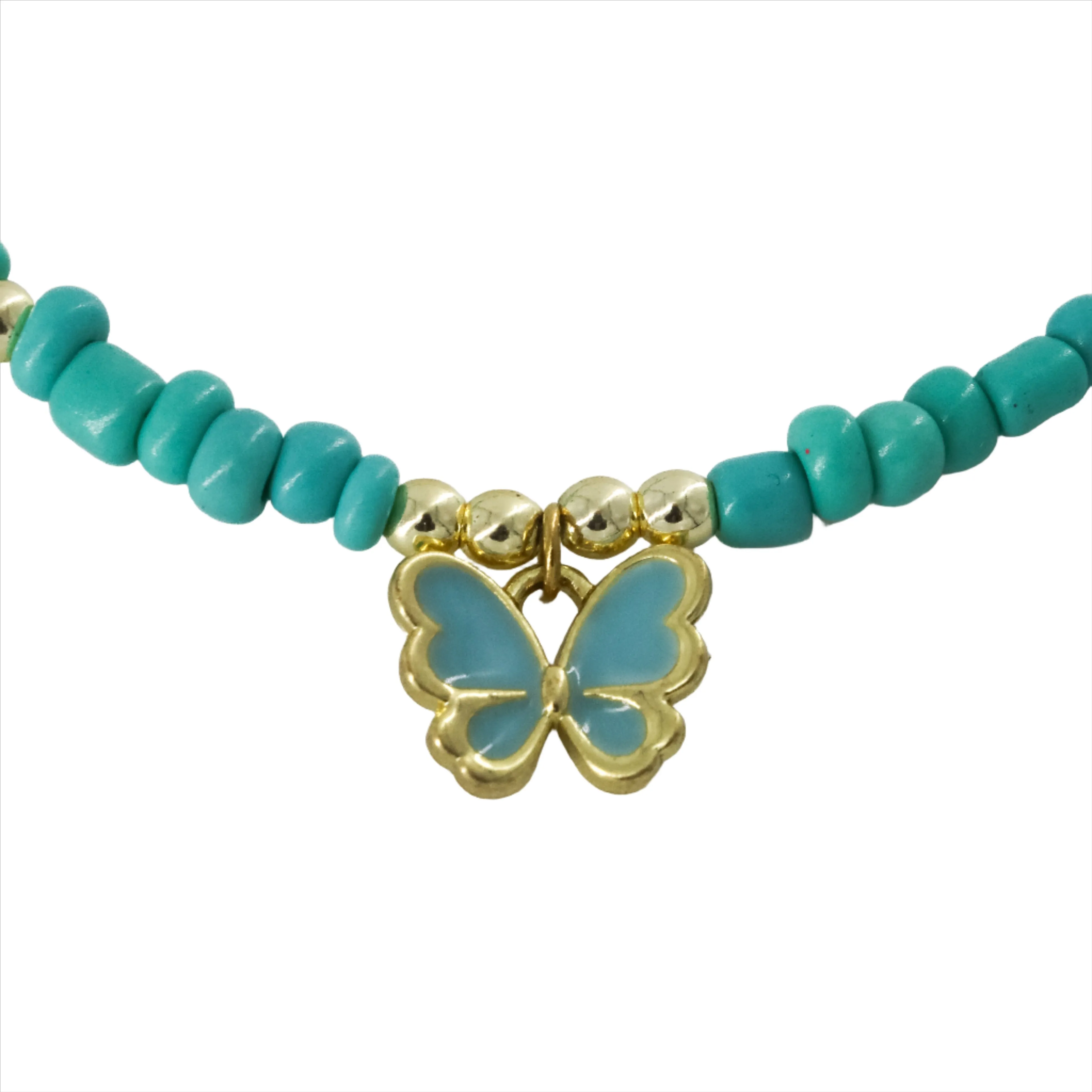 Blue Beaded Butterfly Choker