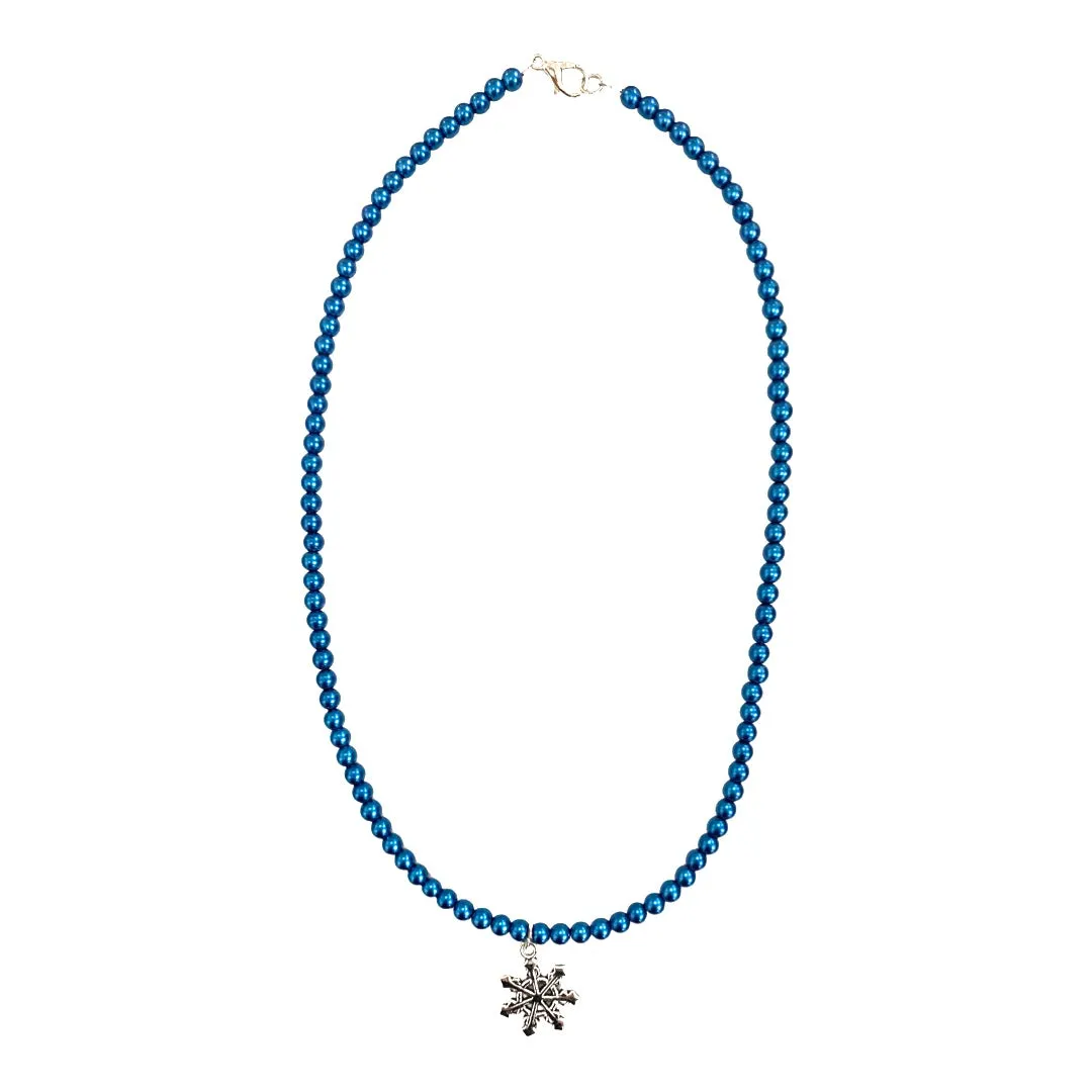 Blue Pearl w/Snowflake Beaded Necklace