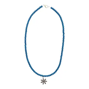 Blue Pearl w/Snowflake Beaded Necklace