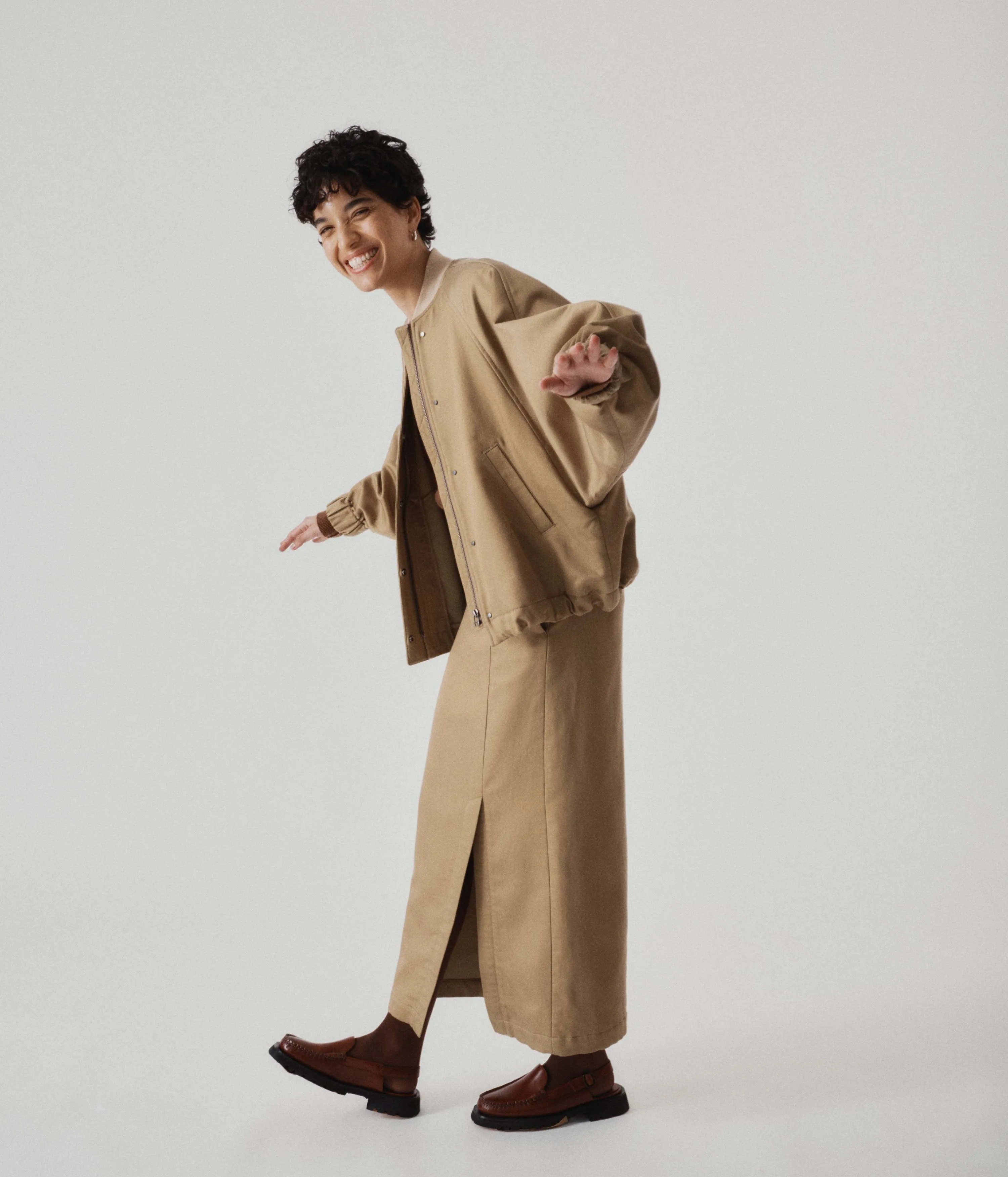 Bomber Jacket in Camel
