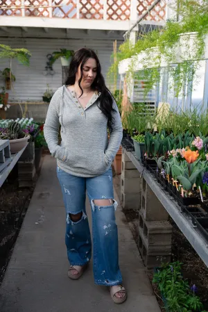 Briar Snap Front Hoodie in Gray/Brown