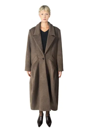 Brown Wool Pleated Coat