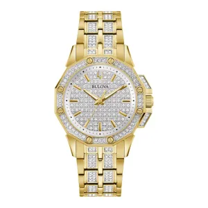 Bulova Octava Ladies Gold Tone Crystal Watch