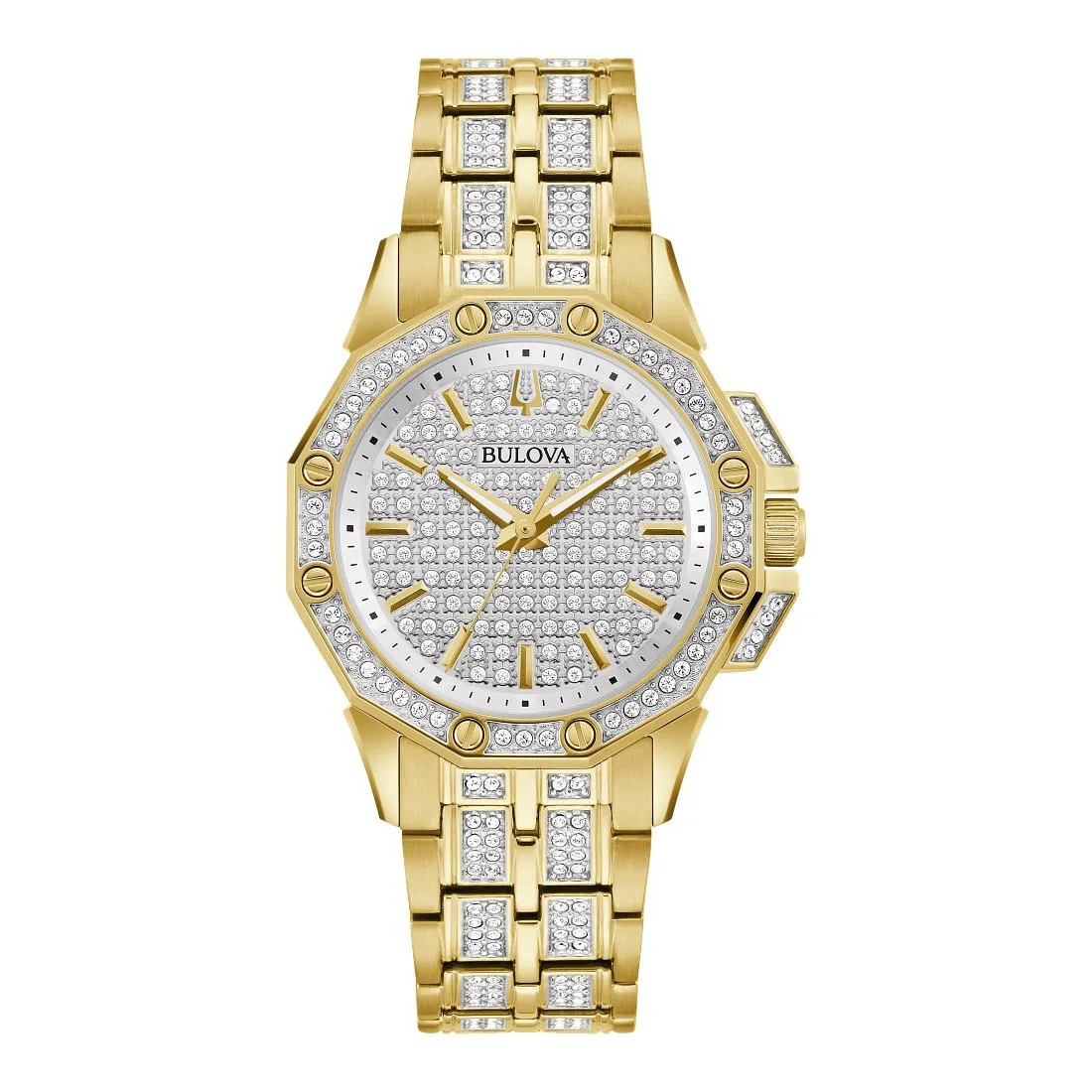 Bulova Octava Ladies Gold Tone Crystal Watch