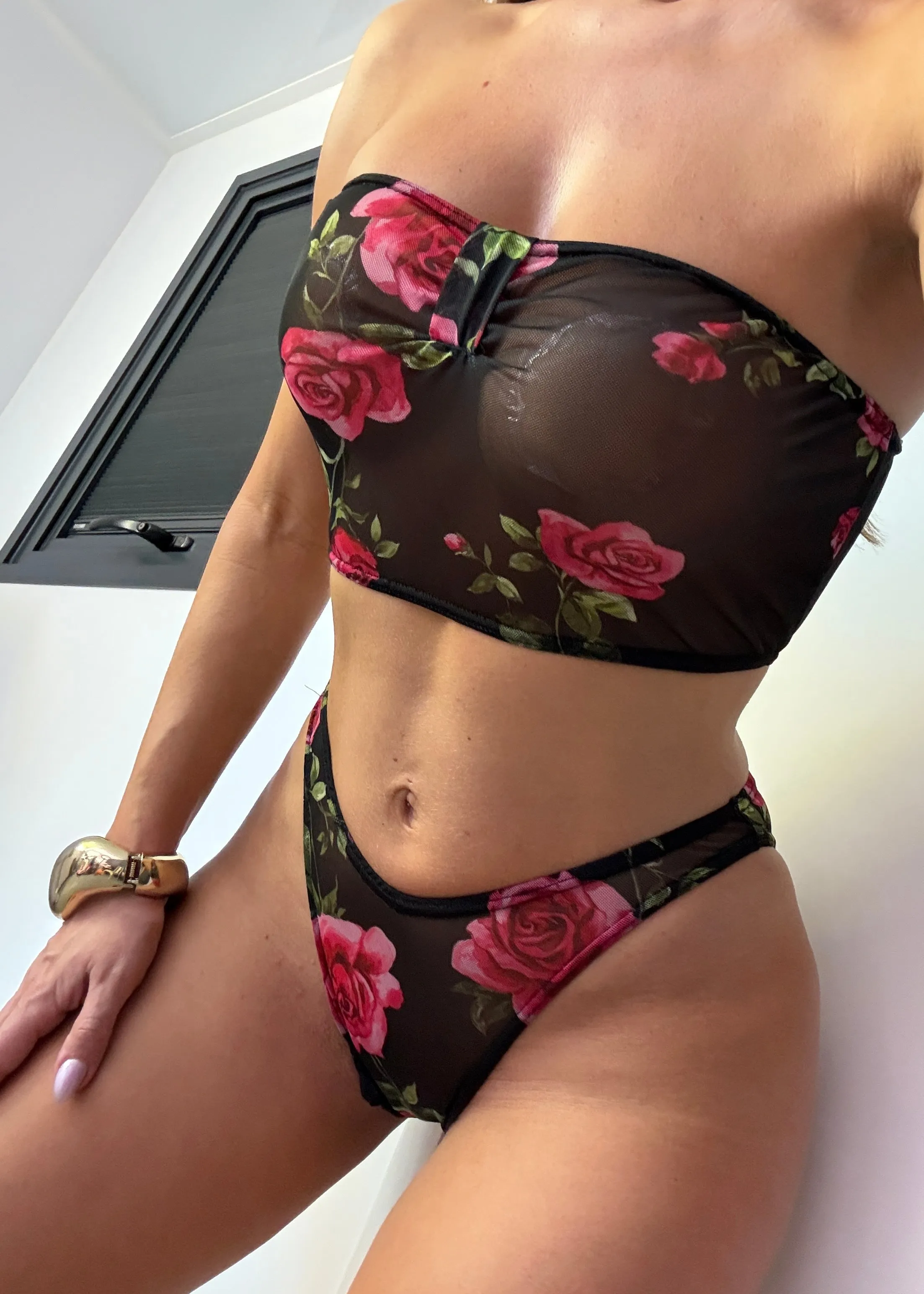 Bustier Underwear Set in Rose Blooms