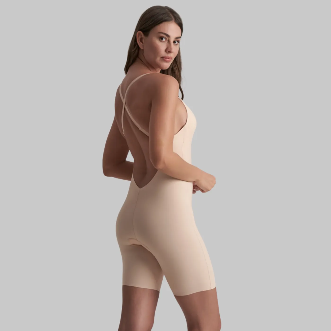 Bye Bra Low Back Bodysuit Short | Beige