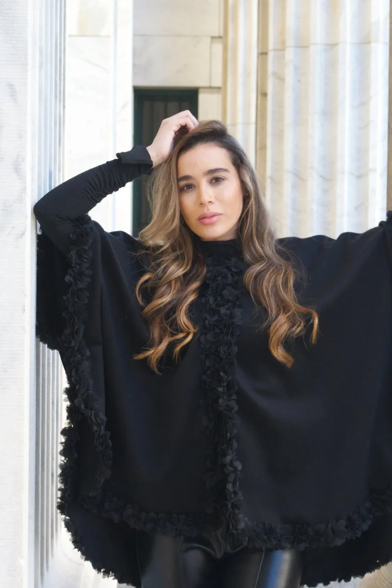Calla Black Floral Wrap
