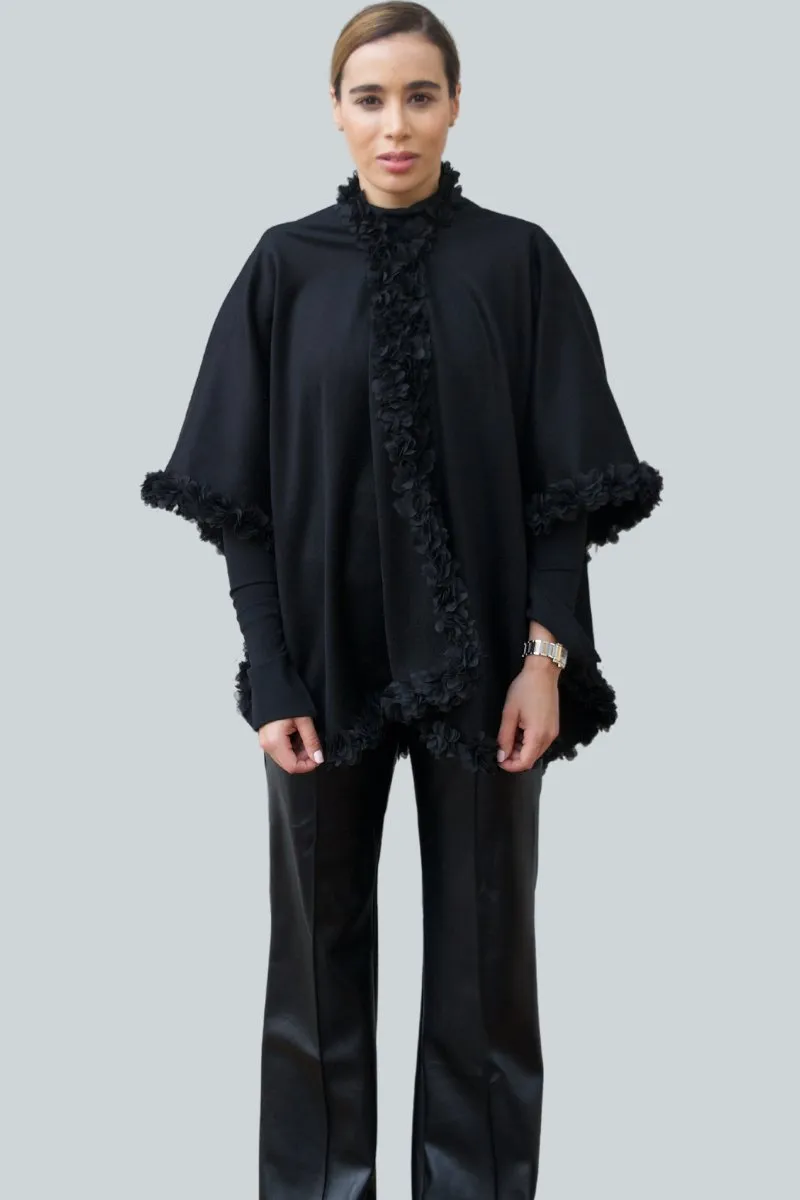 Calla Black Floral Wrap