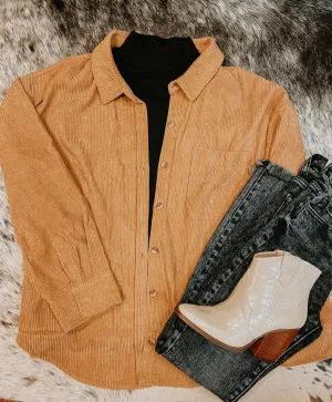 Camel Corduroy Shacket
