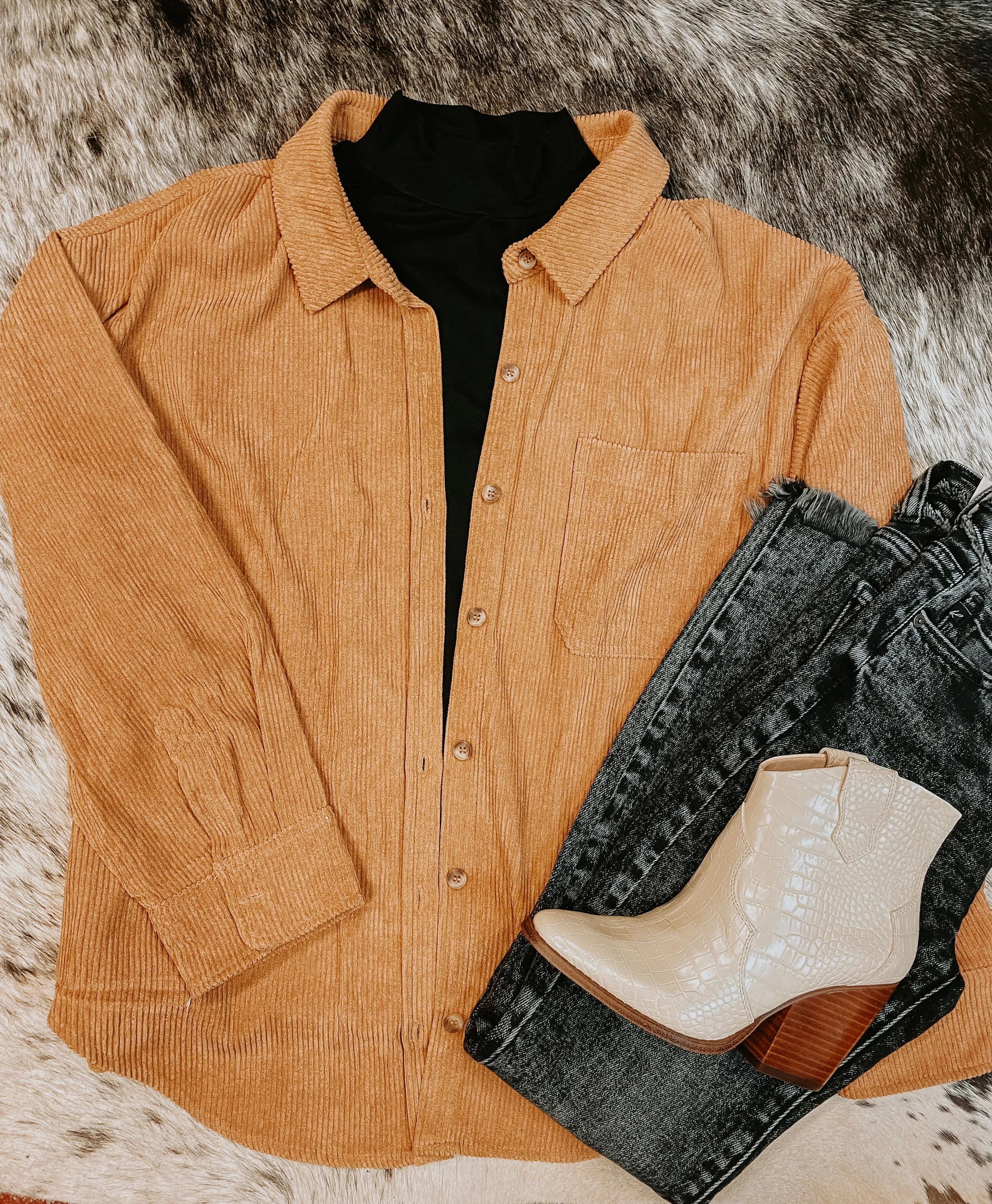 Camel Corduroy Shacket