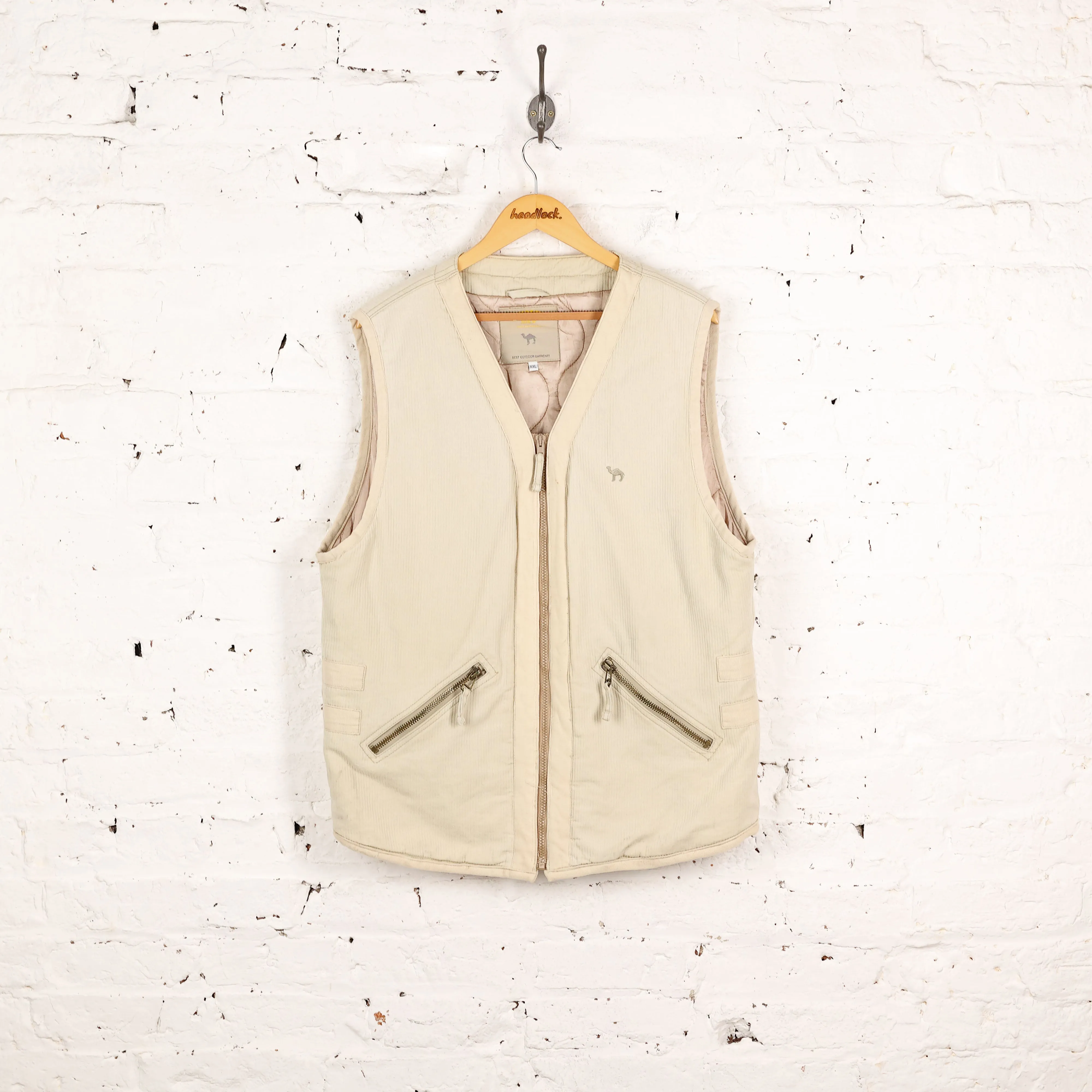Camel Sleeveless 90s Gilet Jacket - Beige - XXL
