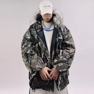 Camouflage Fur Hooded Jacket