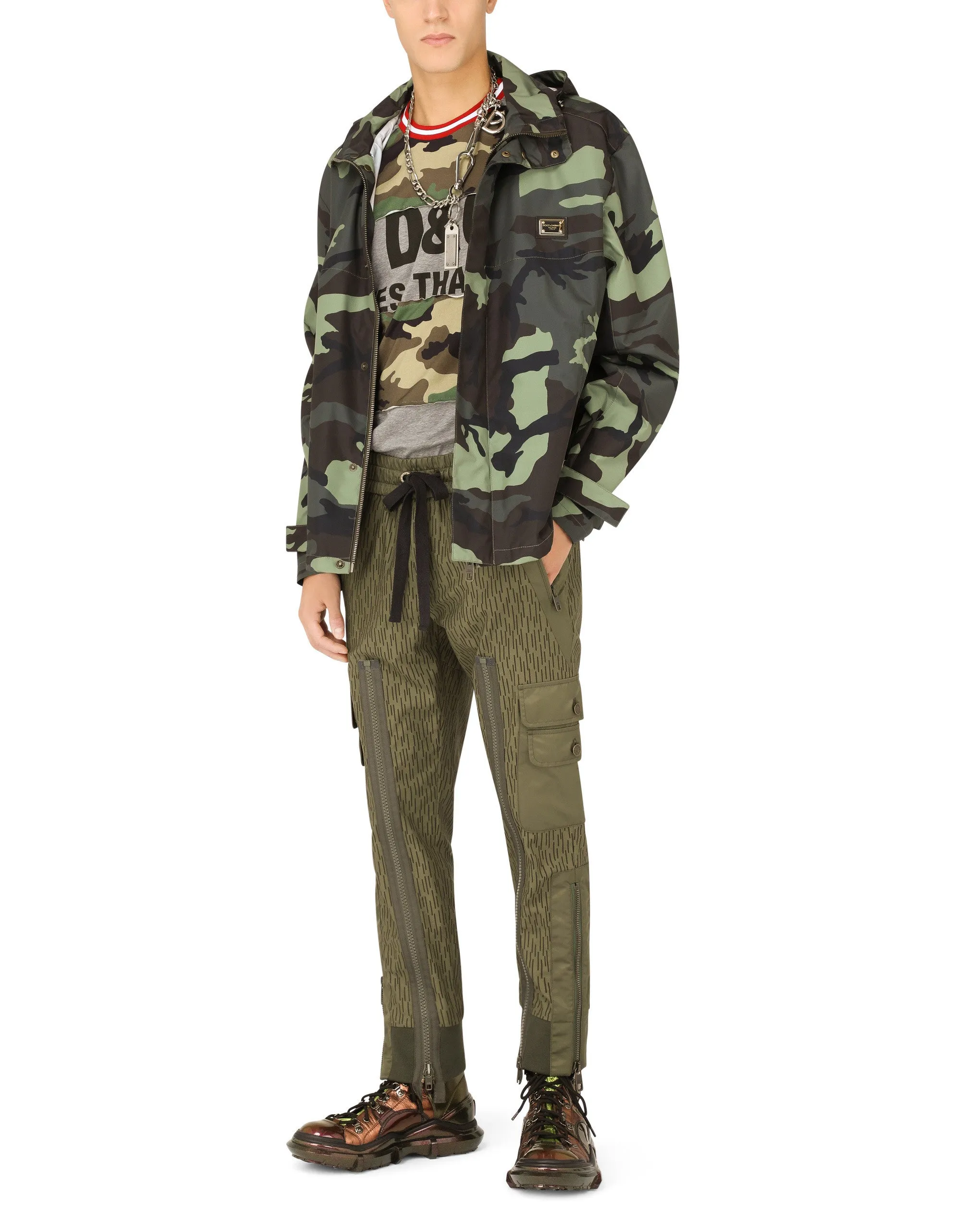 Camouflage-print nylon jacket