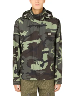 Camouflage-print nylon jacket