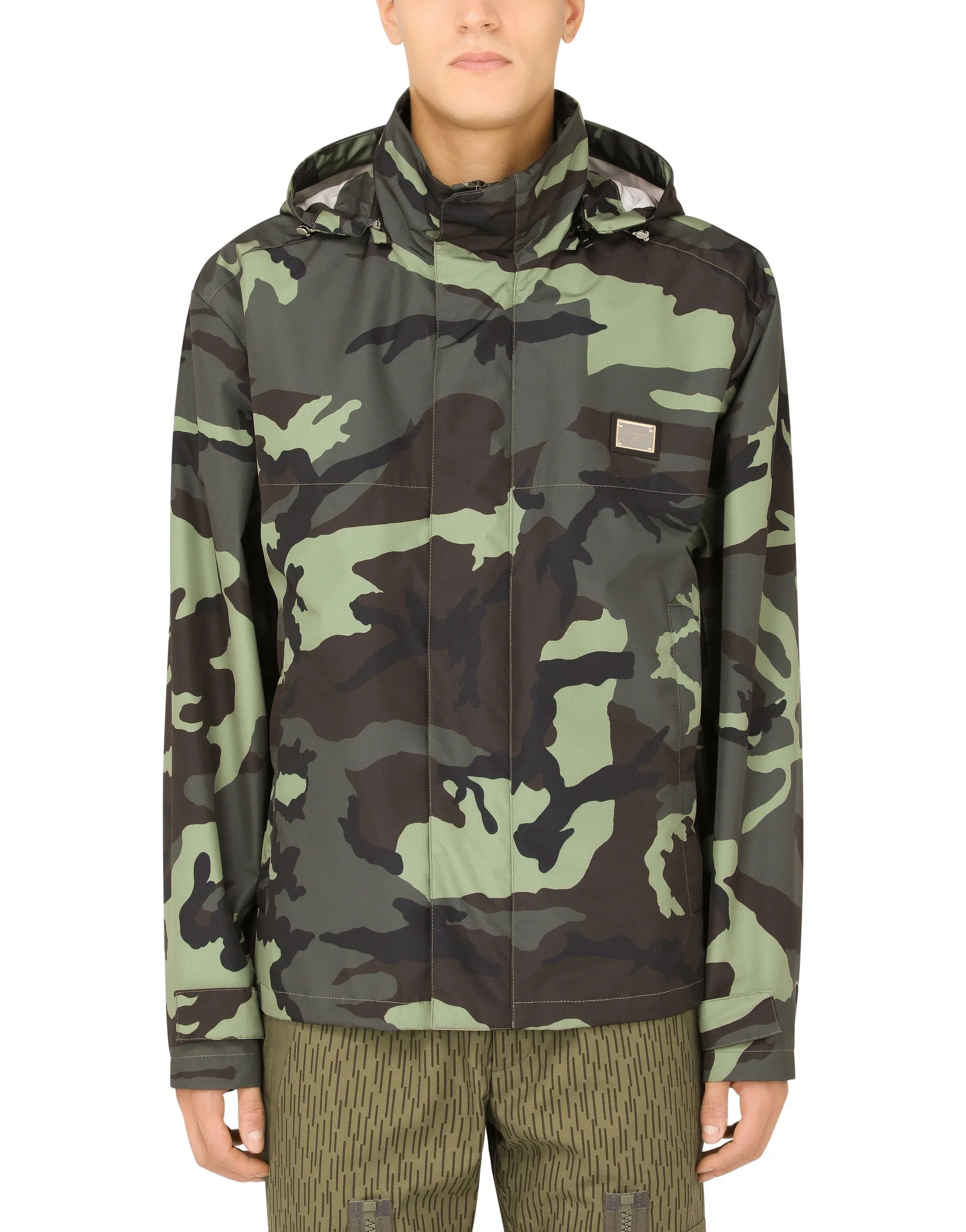 Camouflage-print nylon jacket