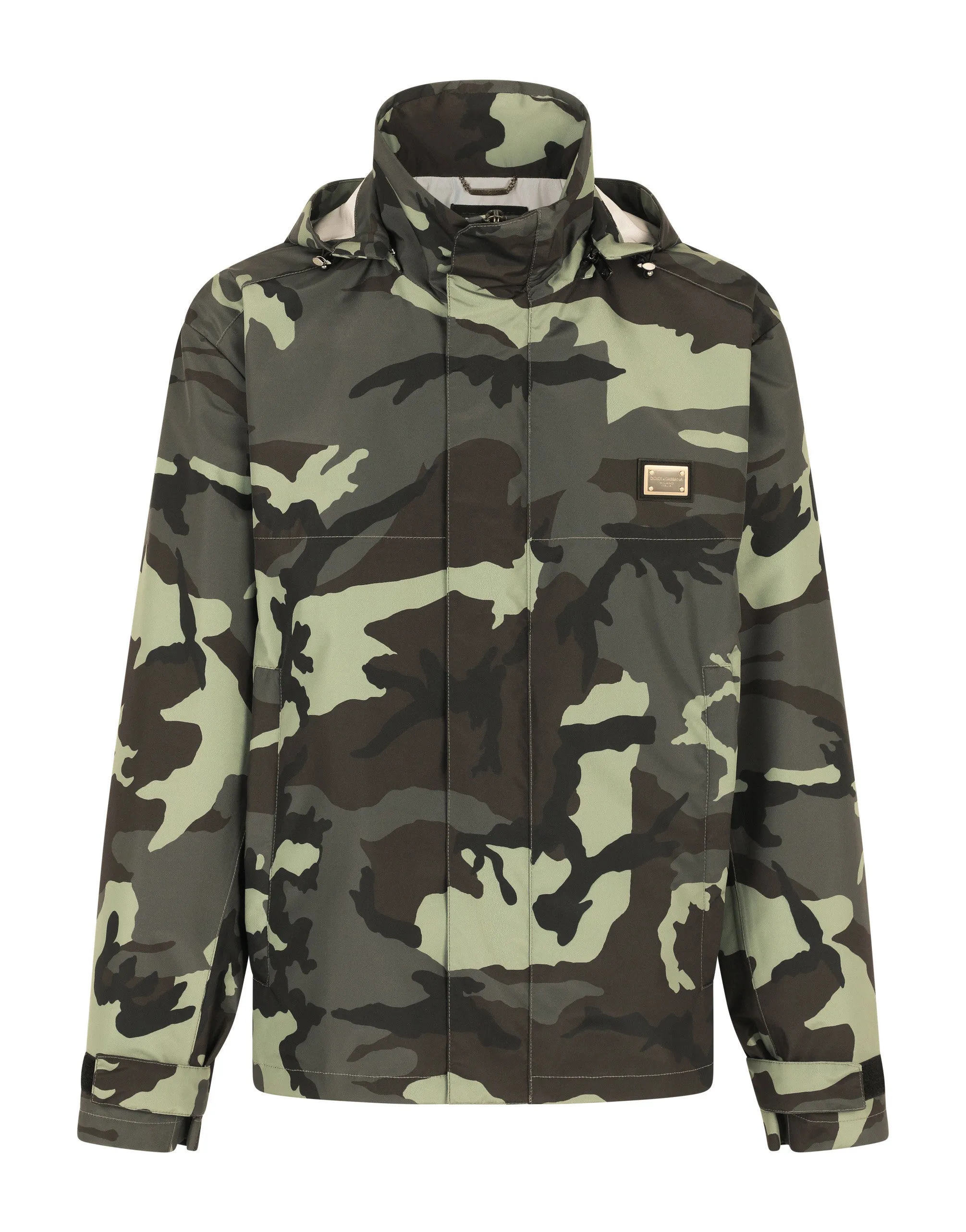 Camouflage-print nylon jacket