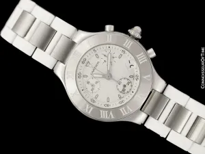 Cartier 21C Mens Chronoscaph Chronograph, Ref. 2424 - Stainless Steel