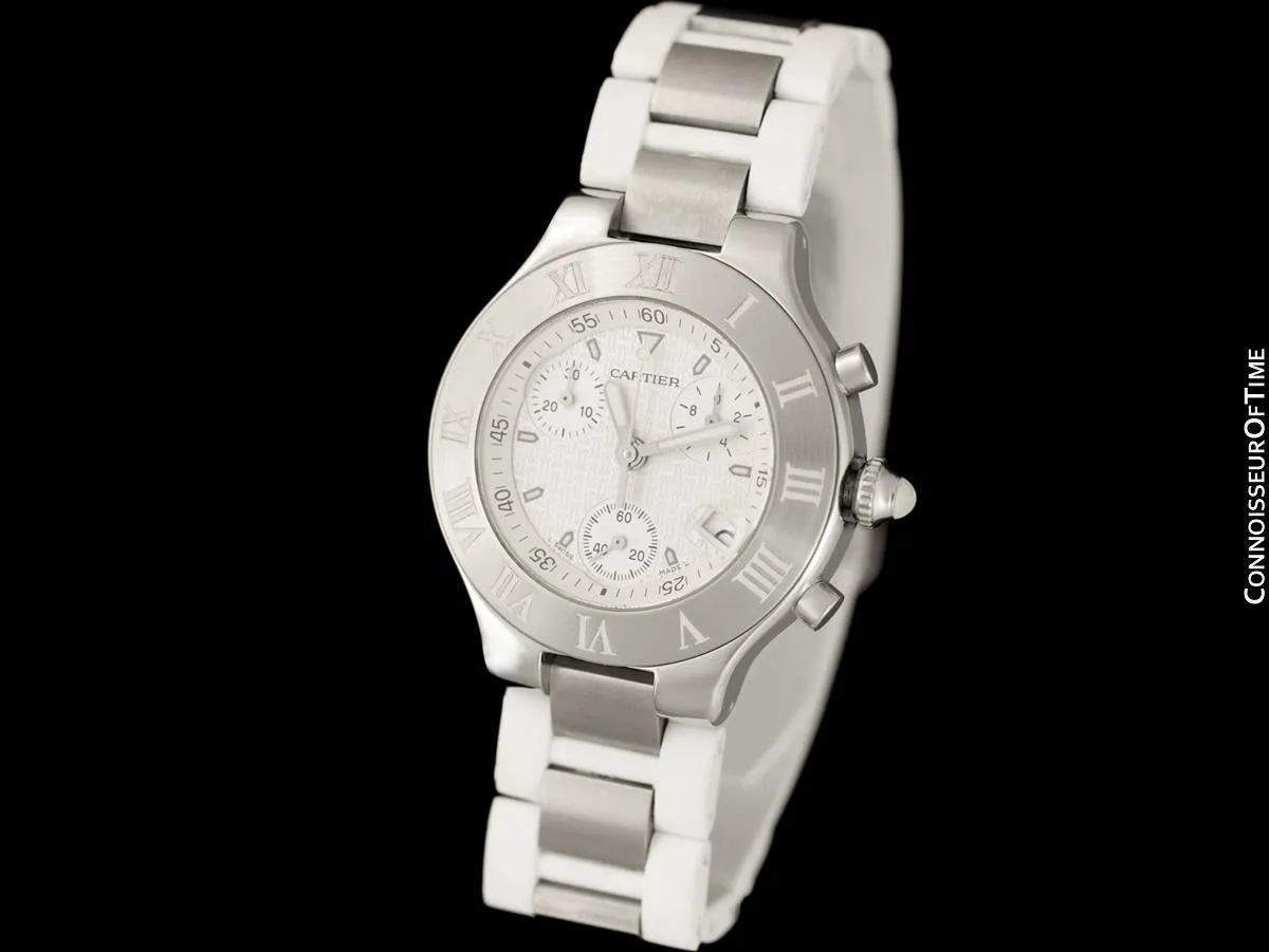 Cartier 21C Mens Chronoscaph Chronograph, Ref. 2424 - Stainless Steel