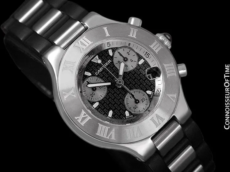 Cartier 21C Mens Chronoscaph Chronograph, Ref. 2424 - Stainless Steel