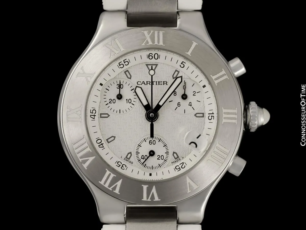 Cartier 21C Mens Chronoscaph Chronograph, Ref. 2424 - Stainless Steel