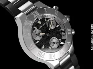 Cartier 21C Mens Chronoscaph Chronograph, Ref. 2424 - Stainless Steel