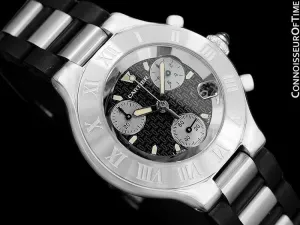 Cartier 21C Mens Chronoscaph Chronograph, Ref. 2424 - Stainless Steel