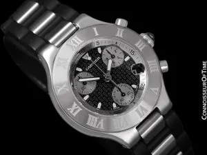 Cartier 21C Mens Chronoscaph Chronograph, Ref. 2424 - Stainless Steel