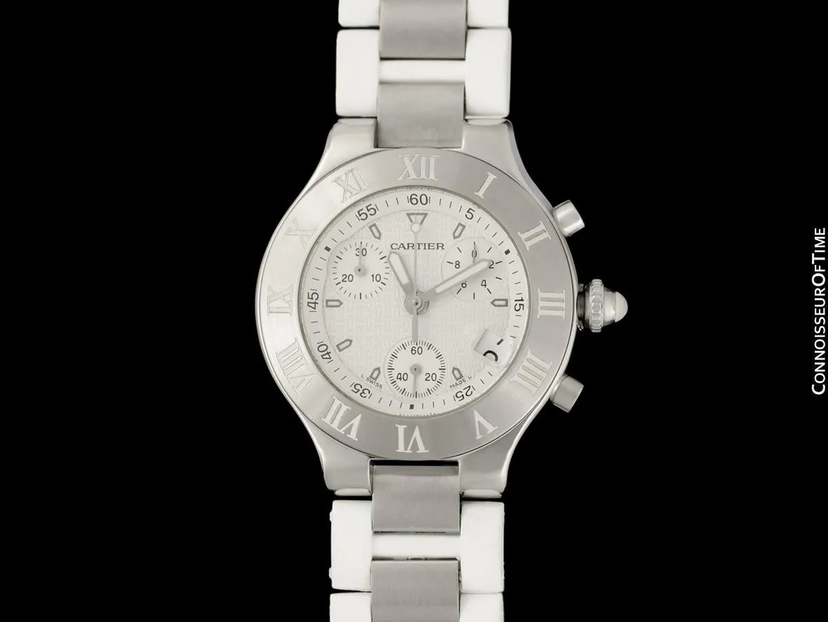 Cartier 21C Mens Chronoscaph Chronograph, Ref. 2424 - Stainless Steel