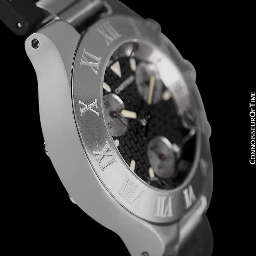 Cartier 21C Mens Chronoscaph Chronograph, Ref. 2424 - Stainless Steel