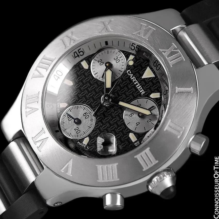 Cartier 21C Mens Chronoscaph Chronograph, Ref. 2424 - Stainless Steel