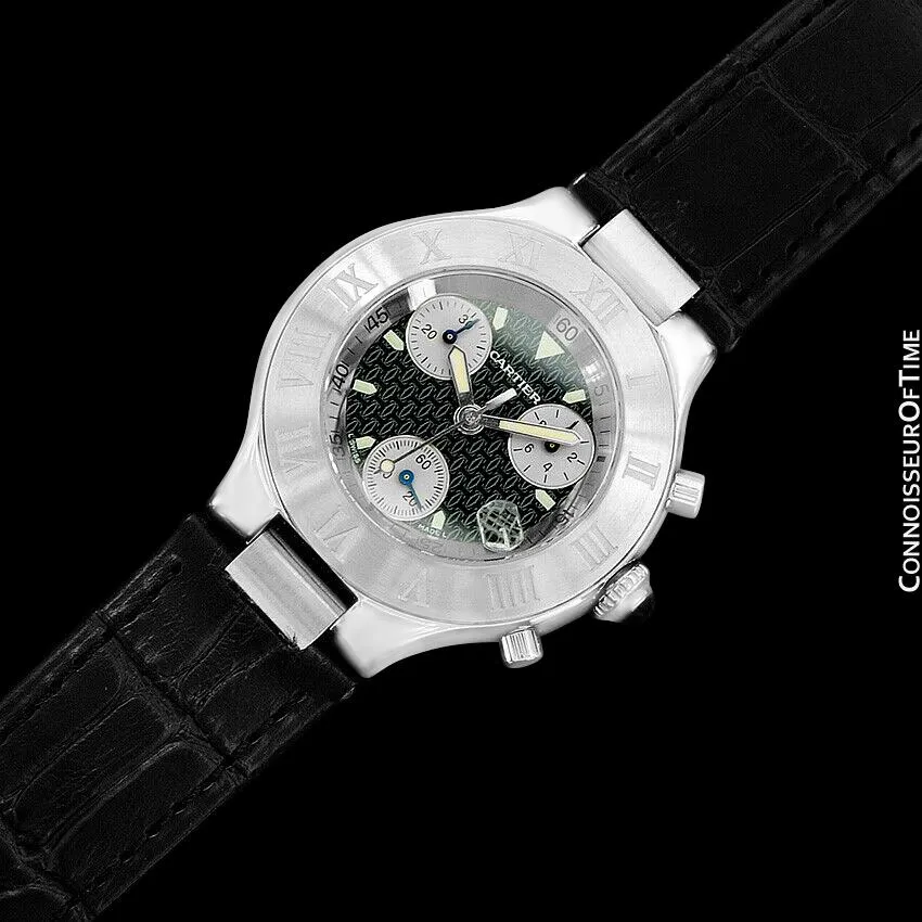 Cartier 21C Mens Chronoscaph Chronograph, Ref. 2424 - Stainless Steel