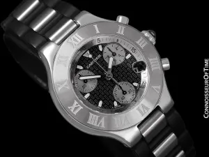 Cartier 21C Mens Chronoscaph Chronograph, Ref. 2424 - Stainless Steel