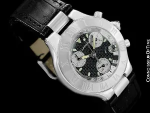 Cartier 21C Mens Chronoscaph Chronograph, Ref. 2424 - Stainless Steel