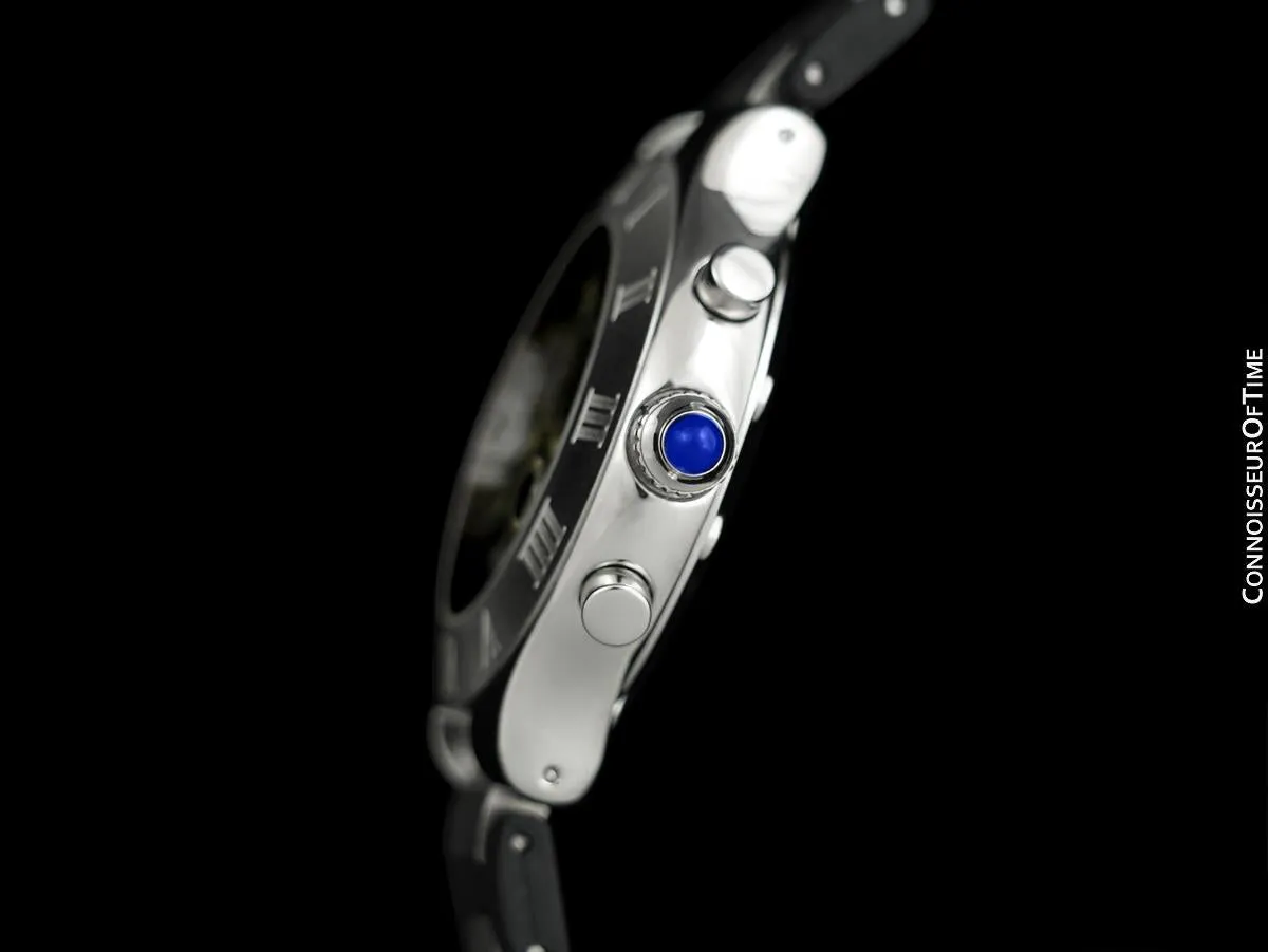 Cartier 21C Mens Chronoscaph Chronograph Stainless Steel Watch, Ref. 2424 - Box, Booklets & New Movement