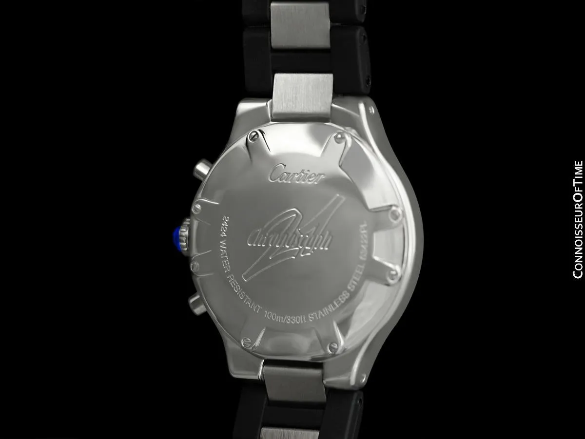 Cartier 21C Mens Chronoscaph Chronograph Stainless Steel Watch, Ref. 2424 - Box, Booklets & New Movement