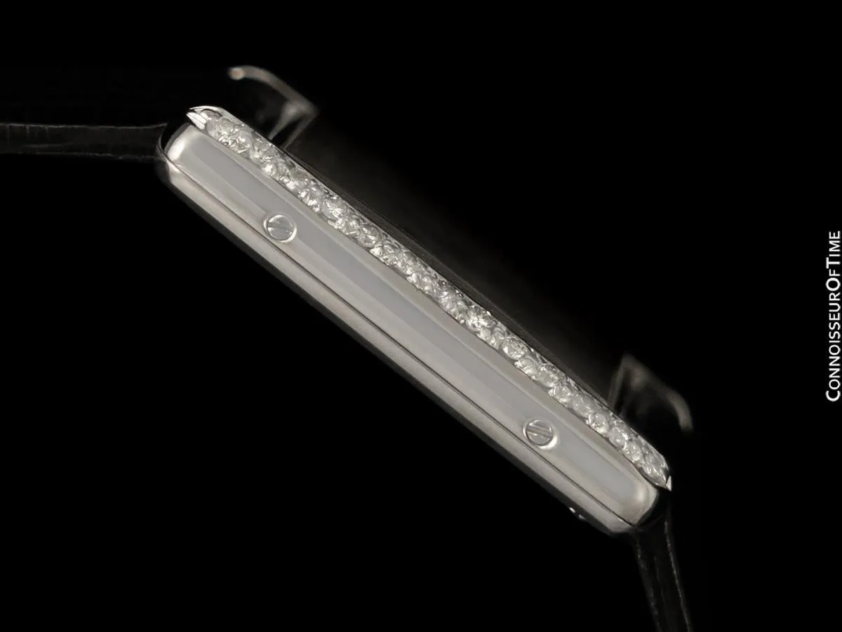 Cartier Mens Unisex Tank Louis Watch - 18K White Gold & Diamonds over Sterling Silver