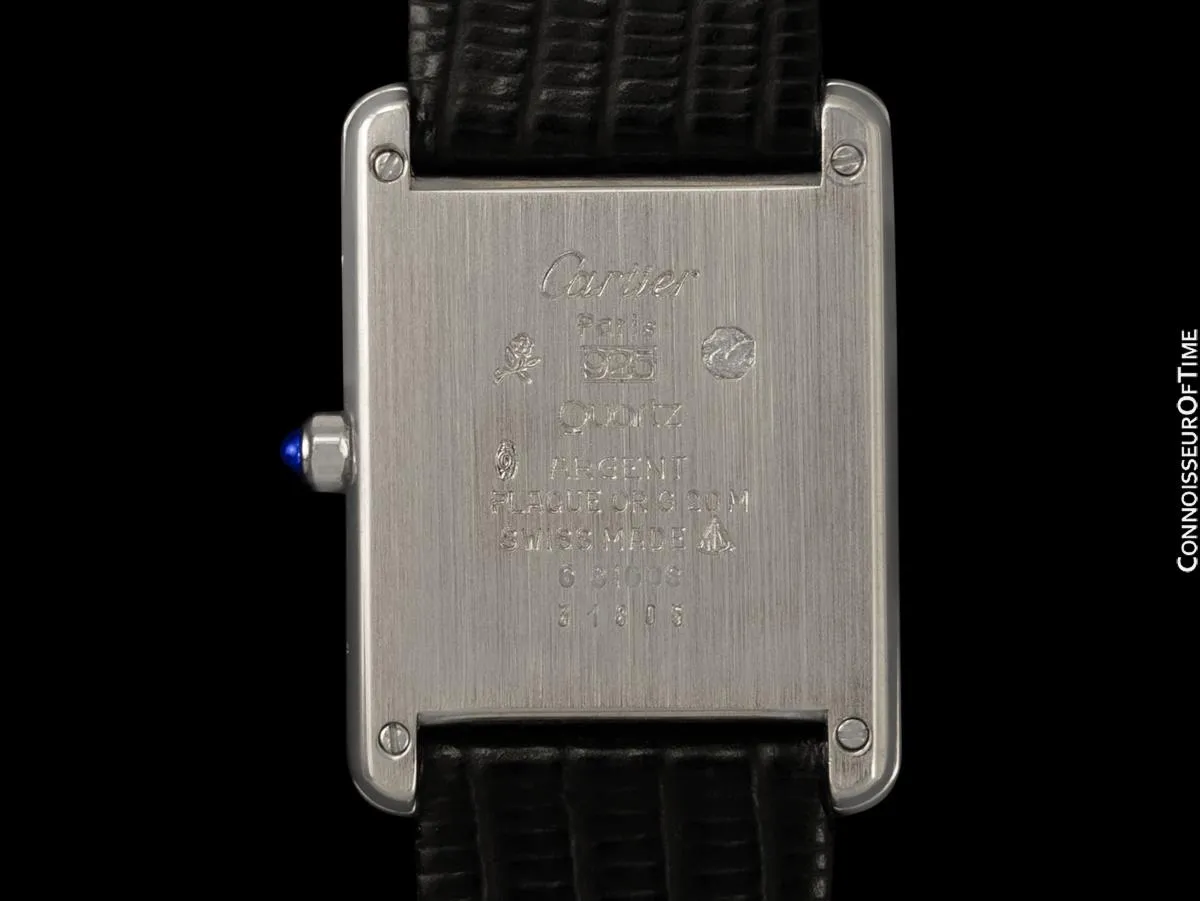 Cartier Mens Unisex Tank Louis Watch - 18K White Gold & Diamonds over Sterling Silver