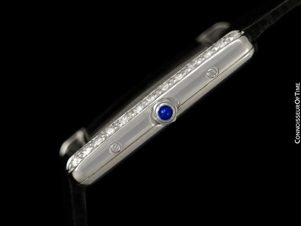 Cartier Mens Unisex Tank Louis Watch - 18K White Gold & Diamonds over Sterling Silver