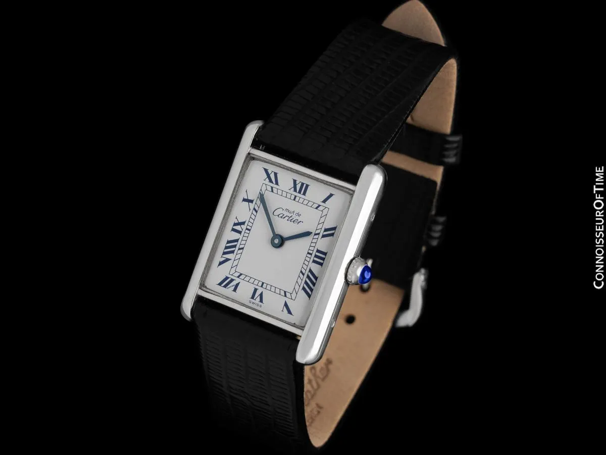 Cartier Mens Unisex Tank Louis Watch - 18K White Gold over Sterling Silver