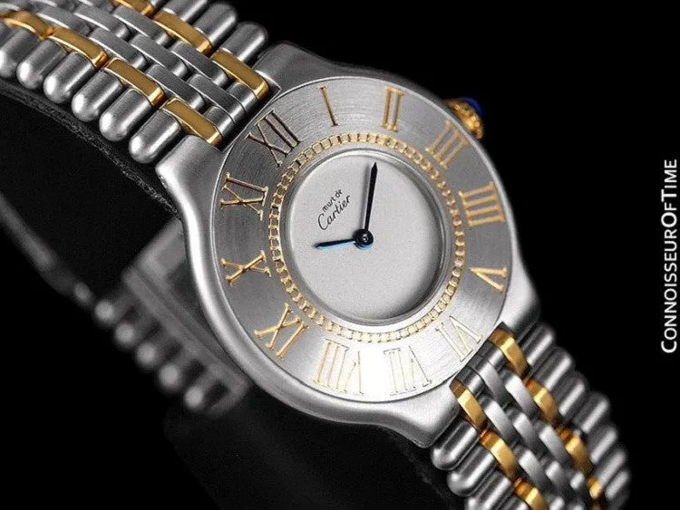Cartier Must De 21C Mens Midsize Unisex Watch - Stainless Steel & 18K Gold