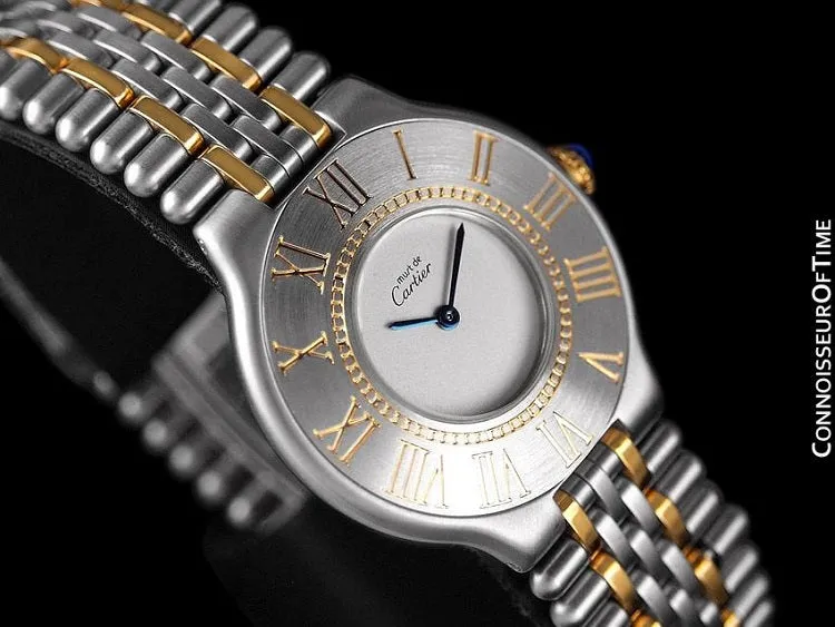 Cartier Must De 21C Mens Midsize Unisex Watch - Stainless Steel & 18K Gold