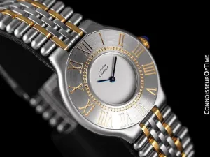 Cartier Must De 21C Mens Midsize Unisex Watch - Stainless Steel & 18K Gold
