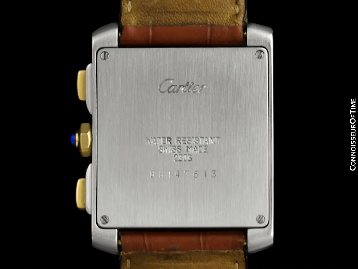 Cartier Tank Francaise Mens Stainless Steel & 18K Gold W51004Q4 Chronoflex Chronograph Watch - Mint with Box & Papers