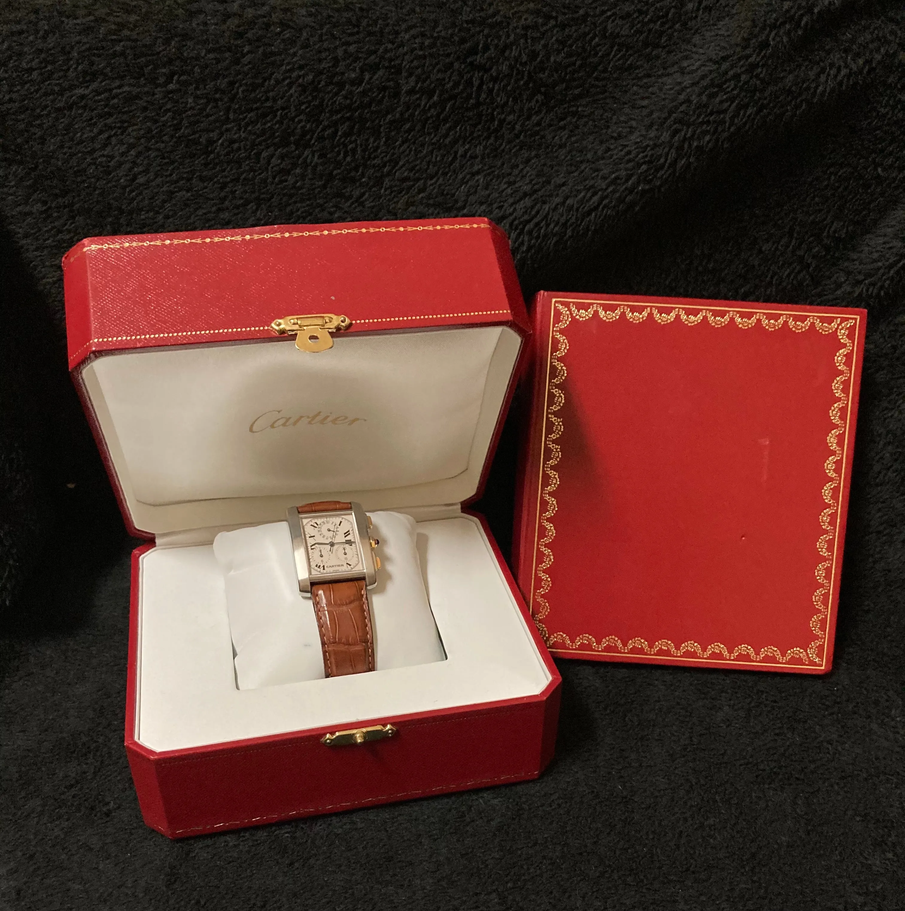 Cartier Tank Francaise Mens Stainless Steel & 18K Gold W51004Q4 Chronoflex Chronograph Watch - Mint with Box & Papers