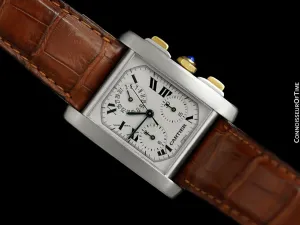 Cartier Tank Francaise Mens Stainless Steel & 18K Gold W51004Q4 Chronoflex Chronograph Watch - Mint with Box & Papers
